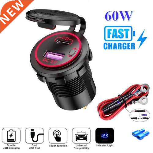60W PD Type C/QC 3.0 USB C Chger with Switch Socket Powe