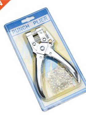 Hole Punch Hnd Plier with 100Pcs Grommet Strp Belt Rivets
