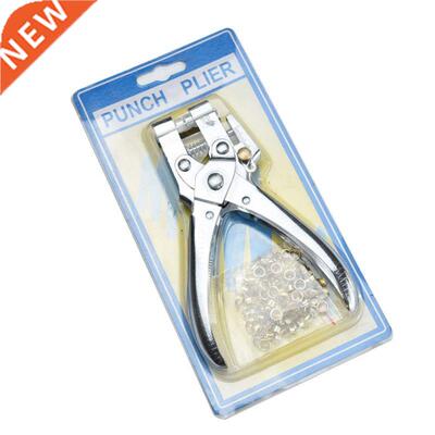 Hole Punch Hnd Plier with 100Pcs Grommet Strp Belt Rivets