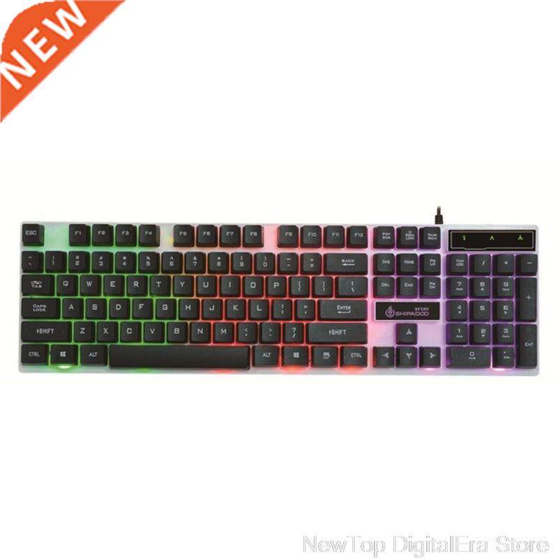 USB Computer Wired Keyboard Colorful Backlit Game Rainbow Gl