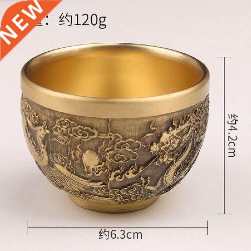 Brass Baifu Dragon and Phoenix Wine Glass Decoration