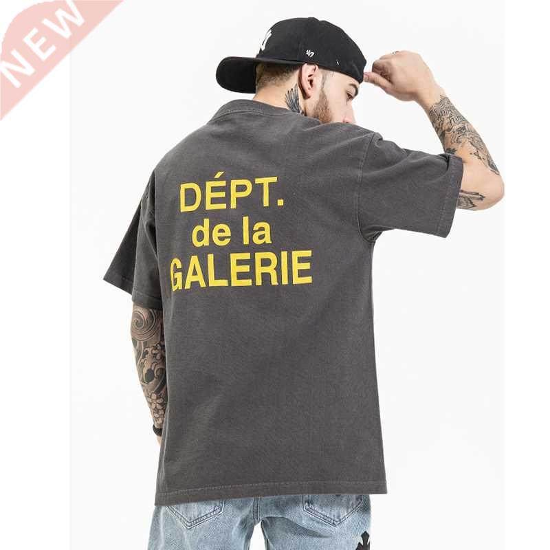 High Sreet Washed Letter Print Cotton Tshirts Mens Short Sle