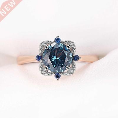 925 Sterling Silver az Ring Created Gemstone Rose Gold Pl