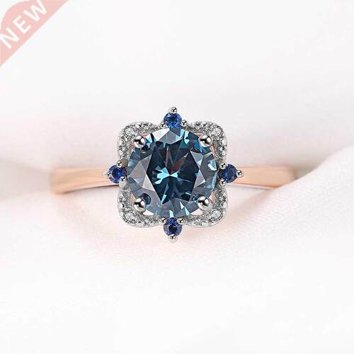 925 Sterling Silver az Ring Created Gemstone Rose Gold Pl