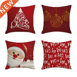 Christmas Festive Square Pillowcase Home Decor Linen Pillow