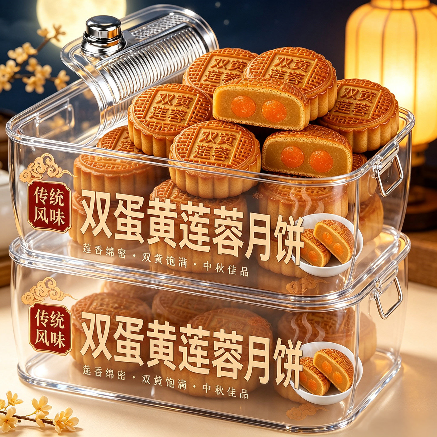 广式蛋黄莲蓉月饼传统老字号中秋节团圆纯手工糕点正品官方旗舰店