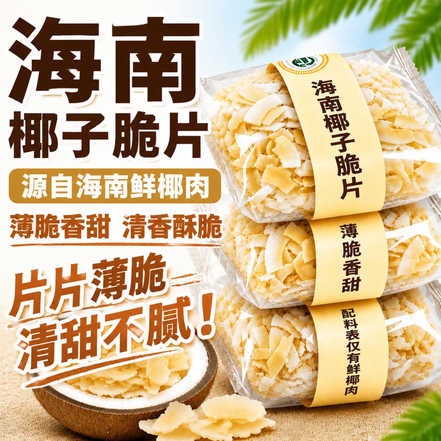 海南特产椰子脆片官方旗舰店正品商用无添加烘焙休闲烤椰子片零食