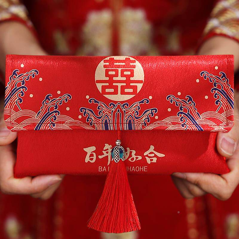 改口费订结婚专用改口红包一对大红色包万元大号高档红包袋缎面布