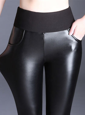 皮裤女士外穿秋冬新款加厚加绒高腰大码性感小个子弹力PU皮打底裤