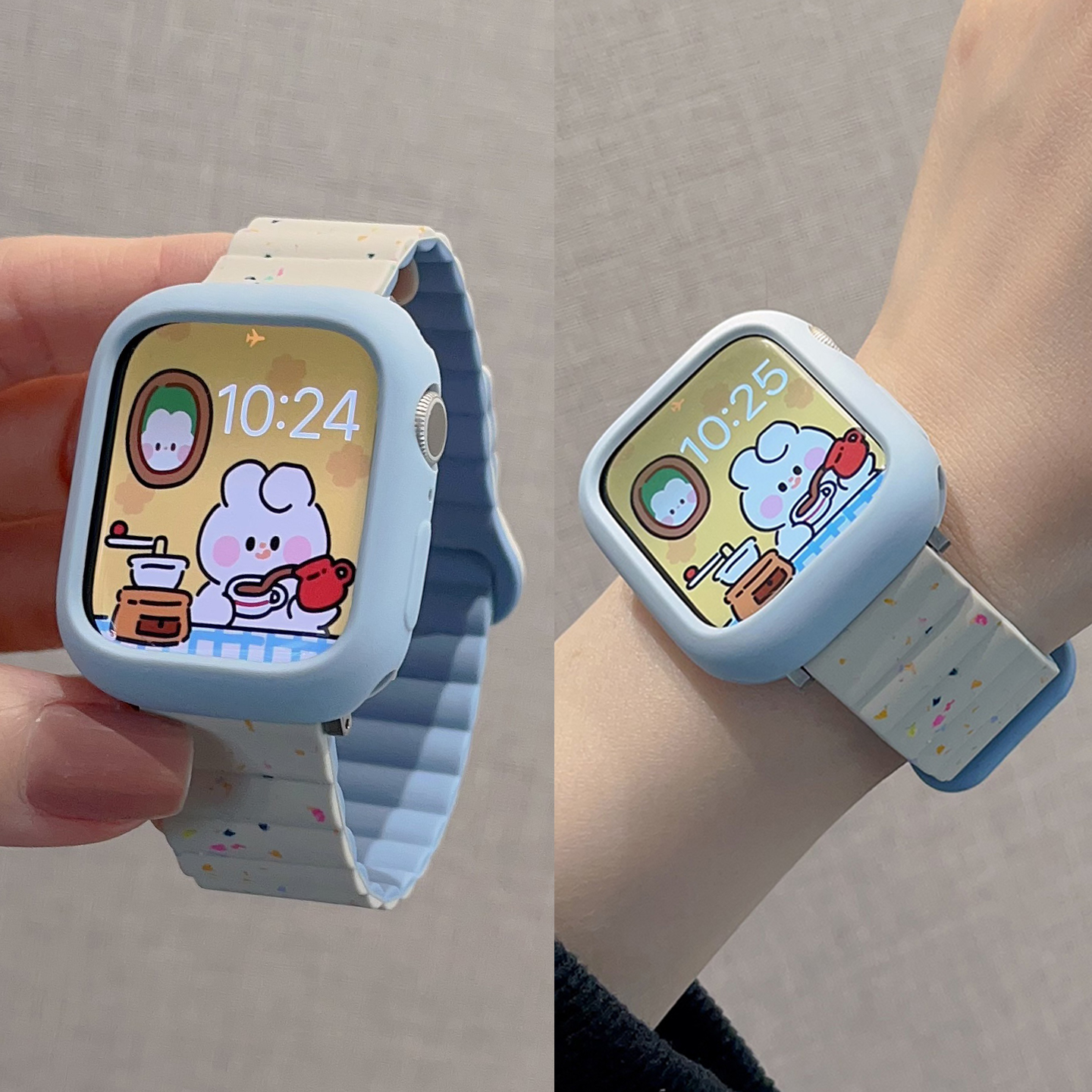 苹果手表iwatch s10表带彩屑硅胶磁吸运动夏天适用AppleWatchs789
