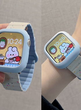 苹果手表iwatch s10表带彩屑硅胶磁吸运动夏天适用AppleWatchs789