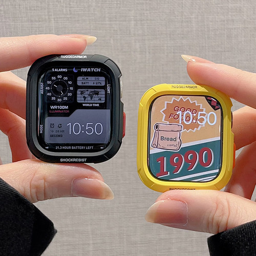 apple watchS789个性防摔TPU镭雕软壳适用苹果手表 s10手表保护套