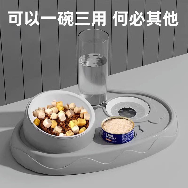宠物小鱼荷塘猫碗不锈钢双碗泰迪狗碗喂食饮水器宠物饭盆用品
