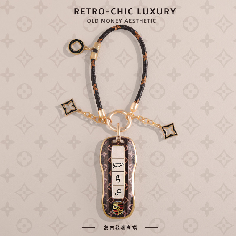保时捷卡宴钥匙套新款macan复古轻奢内饰用品帕美cayenne男女士包