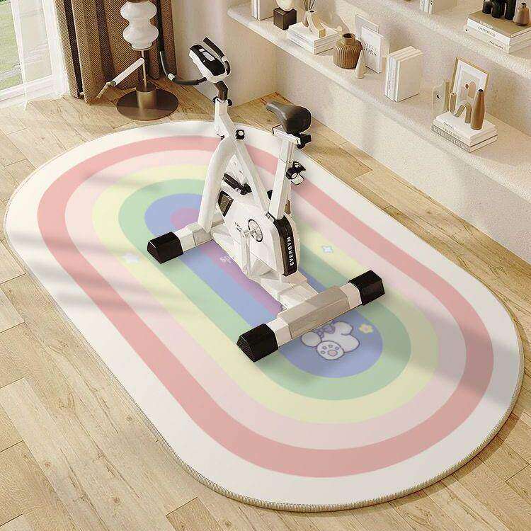 跑步机地垫椭圆防滑垫动感单车垫子静音减震隔音地毯健身毯水晶绒