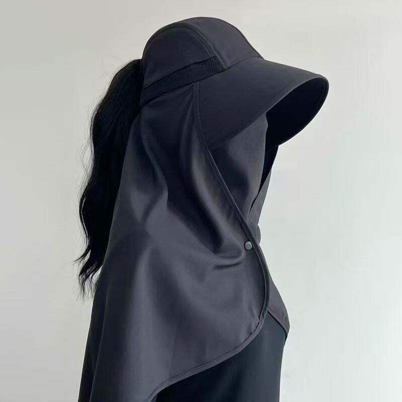 夏季防晒帽面罩分体全包围加长护颈防紫外线薄款遮脸遮阳太阳帽