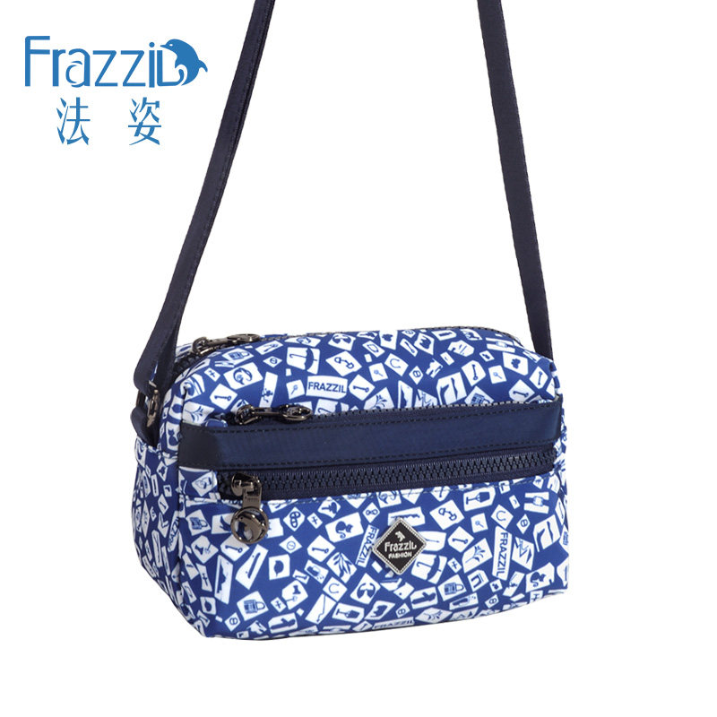 Frazzil/法姿休闲斜挎包女尼龙时尚单肩小方包帆布百搭轻便妈妈包