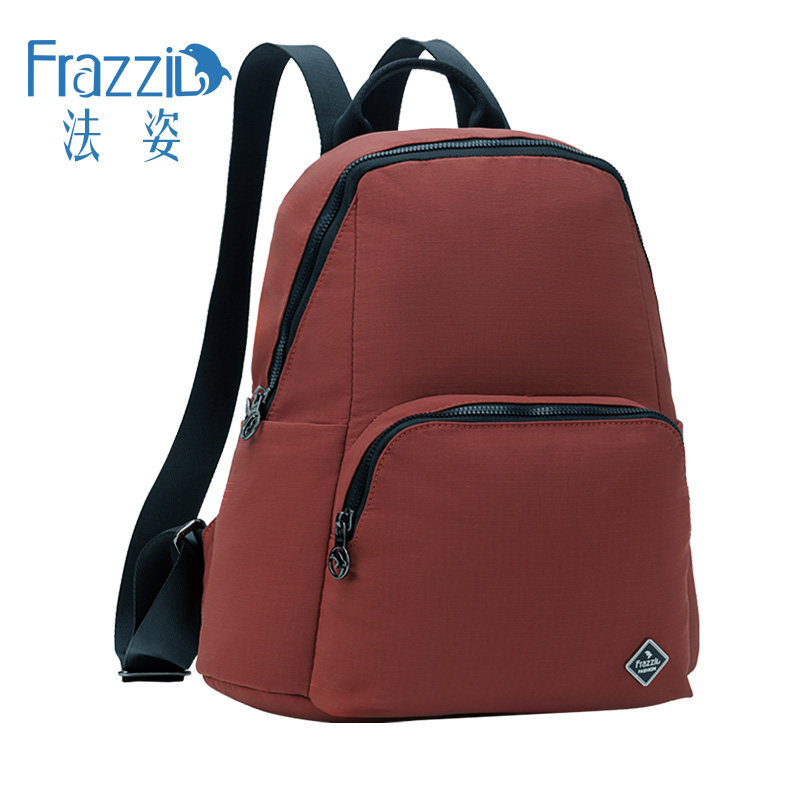 法姿休闲双肩背包女欧风简约纯色尼龙布包轻便时尚书包妈妈旅游包