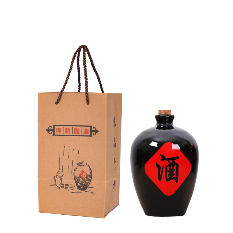 牛皮纸白酒手提礼品袋子定制logo