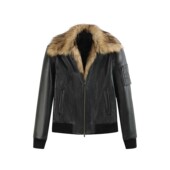 版 型夹棉皮加厚皮夹克 noE 可拆卸毛领多穿法修身 mosen