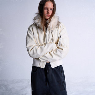 MA1加厚棉服 雪地白揉皮可拆卸毛领正肩短款 noEmosen noE