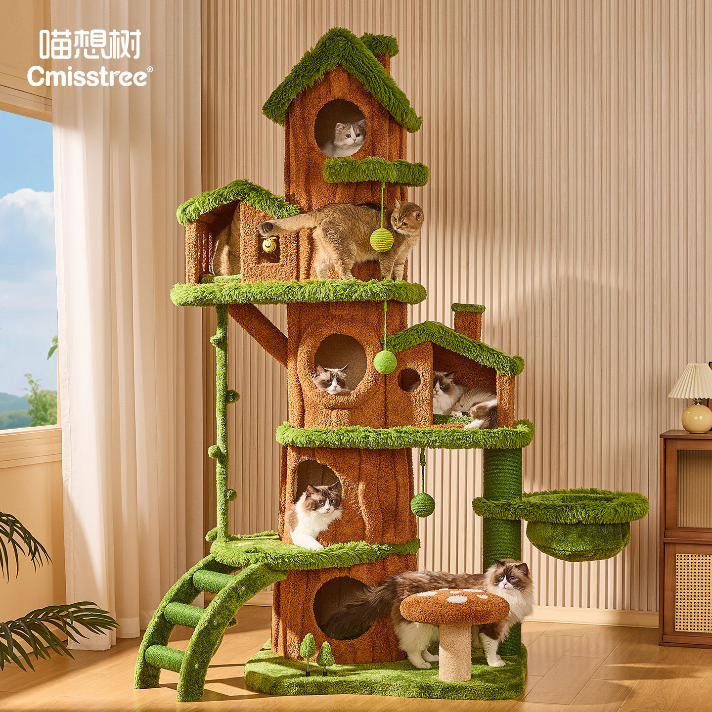 喵想树参天树屋猫爬架大型多层家用大猫专用通天柱猫窝猫树一体图片