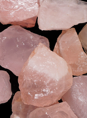 天然粉水晶原石粉红色造景碎石摆件矿石摩根石碎水晶消磁石扩香石