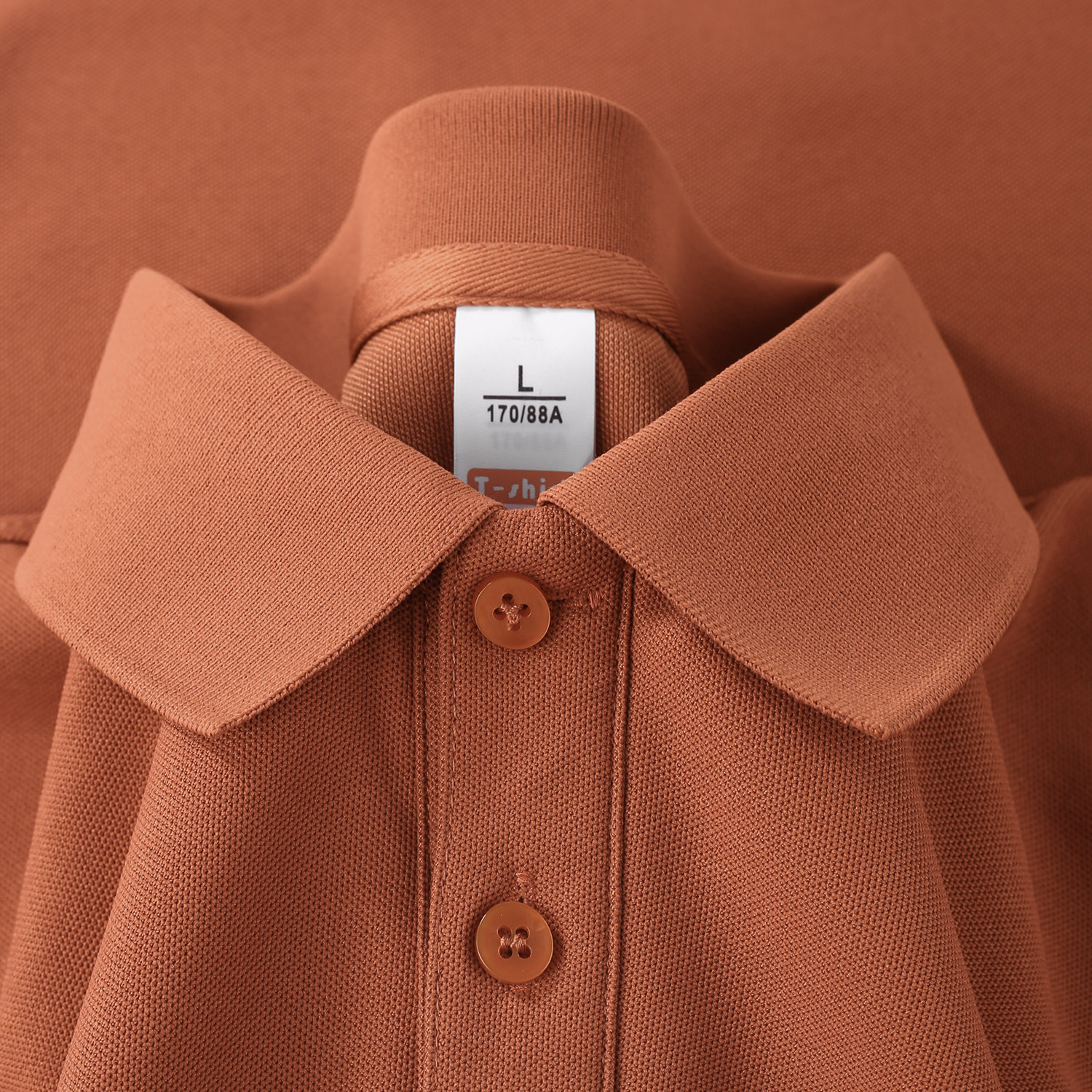 일본식 단순함  브릭 레드 헤비급 다용도 옷깃 반팔 티셔츠 루즈 캐주얼 반소매 여성 및 남성용 폴로 탑