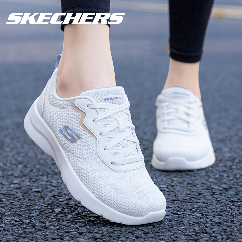 Skechers斯凯奇女鞋跑步鞋夏季透气网鞋官方旗舰厚底白色运动鞋女