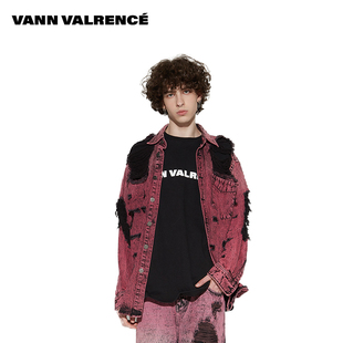 VALRENCE设计感破洞牛仔休闲情侣款 VANN 夹克外套 胡彦斌同款