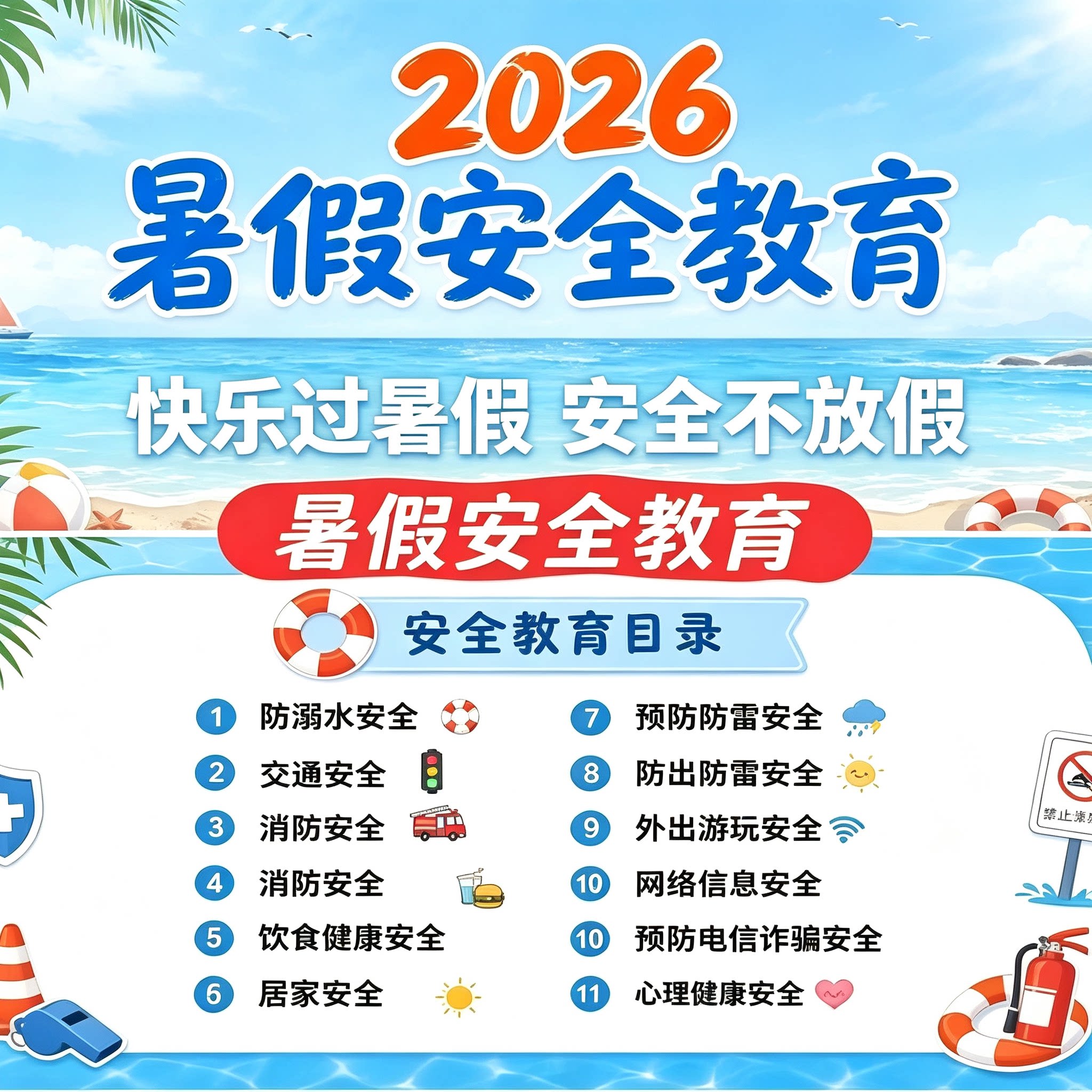 2026暑假安全教育PPT课件防溺水交通消防全主题备课素材
