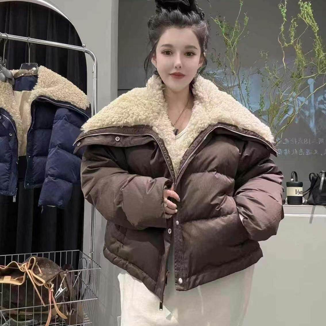 大翻领羽绒服外套女小个子冬新款
