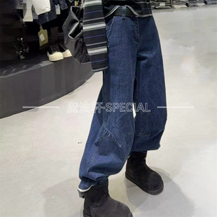 【现货】高腰牛仔裤阔腿宽松女2025新款设计感剪裁长裤时髦裤子Q