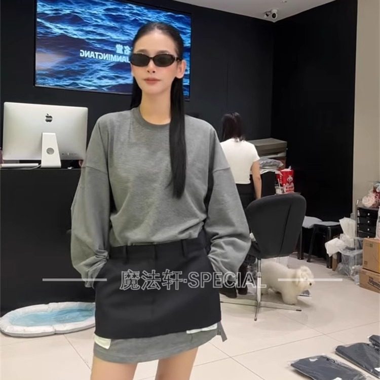 拼接假两件长袖连衣裙女2025新款