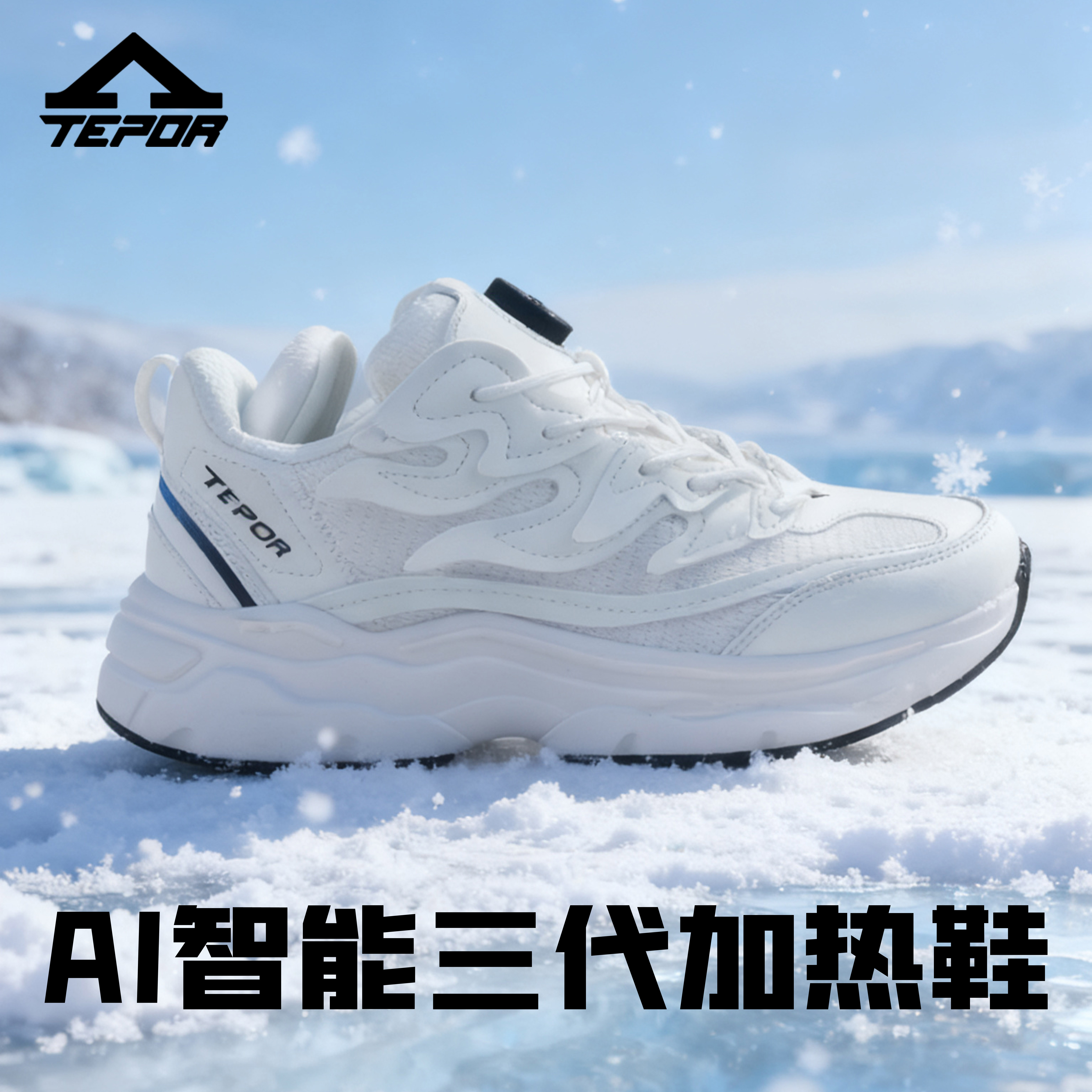 天跑充电加热鞋男女百搭休闲鞋秋冬保温老爹鞋情侣舒适跑步运动鞋