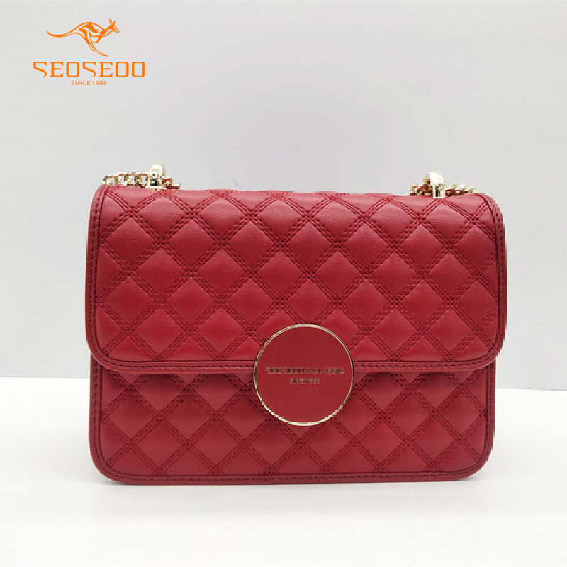 seoseoo南奥九州袋鼠女包正品2023新款欧美菱格链条包单肩 790349