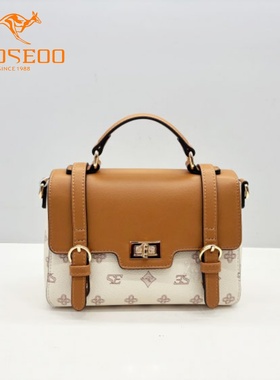 SEOSEOO九州袋鼠女包2025新款商场同款休闲印花邮差包斜挎包78711