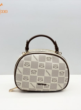 SEOSEOO九州袋鼠女包2025新款商场同款印花小圆包单肩斜挎包78647