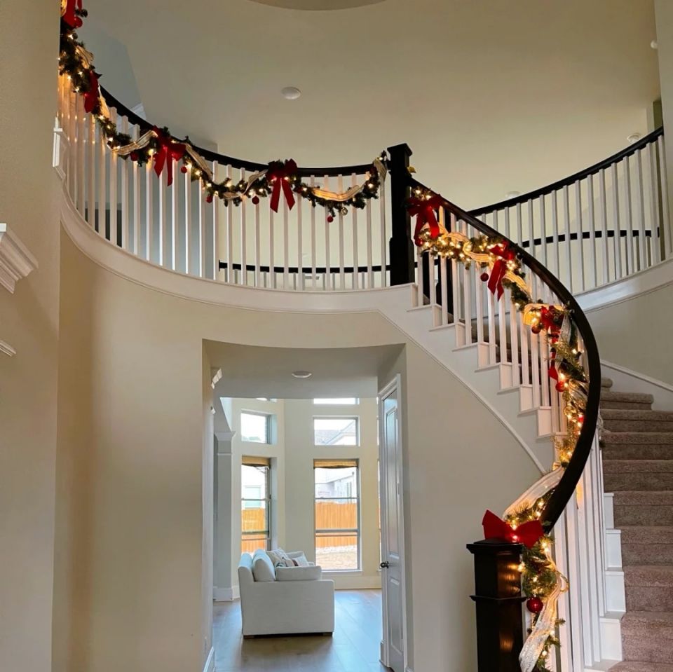 圣诞装饰藤条加密橱窗商场酒店大堂扶梯装饰场景布置带灯