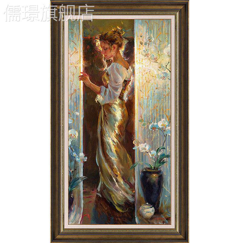 网红美入玄墙关挂装饰画画竖版式走户廊过道画画抽象人物客厅背景