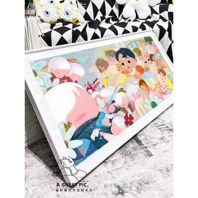 网红我装饰画客厅沙们儿童房床头背景墙壁巨大发幅版潮流网红店壁
