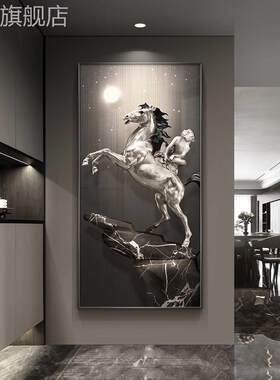 网红马上封侯入户玄关装饰画现代轻奢高档级感走道廊过挂画高大气