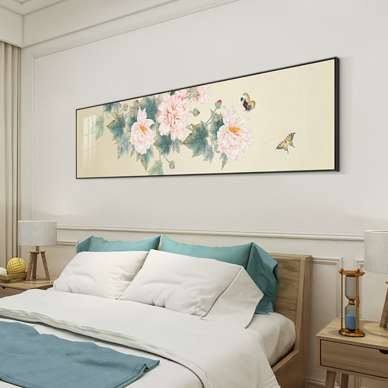 网红新中式牡丹花客厅背景墙装饰画卧室主卧床头挂画花开富贵国画图片