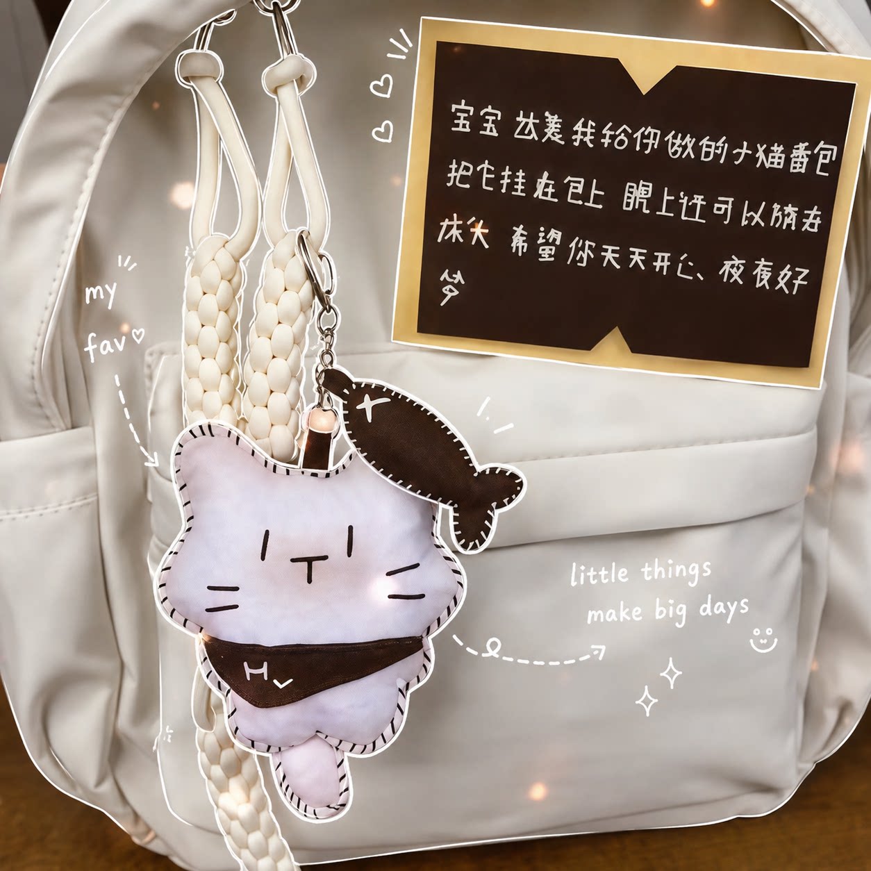 猫鱼不织布包挂件材料包治愈礼物