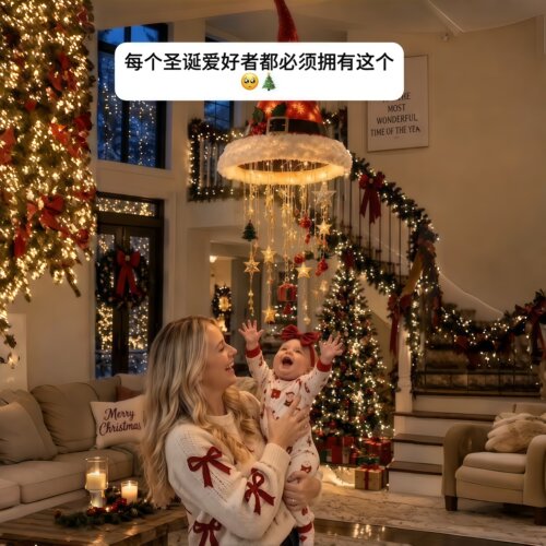 圣诞节帽子造型吊灯悬挂发光夜灯派对橱窗节庆布置氛围装饰灯饰