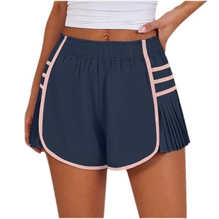 pleated shorts Quick for sports drying 純色運(yùn)動(dòng)速干壓褶短褲