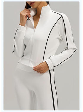 女士撞色宽松修身高弹休闲开衫外套Womens Colorblock Cardigan