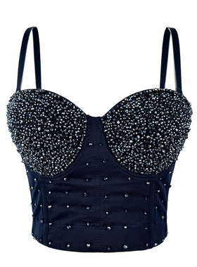 Shiny beaded fishbone party halter top闪亮钉珠带鱼骨聚会背心