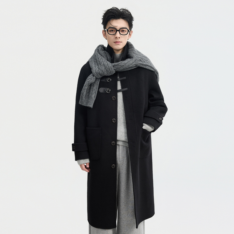 {骆驼绒高级设计感门襟}伯爵卓尔25初冬中长款羊毛呢大衣男士外套