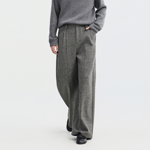 伯爵卓尔25初冬立体剪裁设计宽松休闲裤男士含羊毛加厚阔腿长裤子